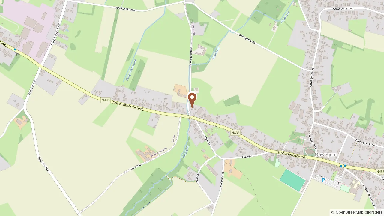 Kaart met de locatie van Boeregemstraat 2B, 9750 Ouwegem (Kruisem)